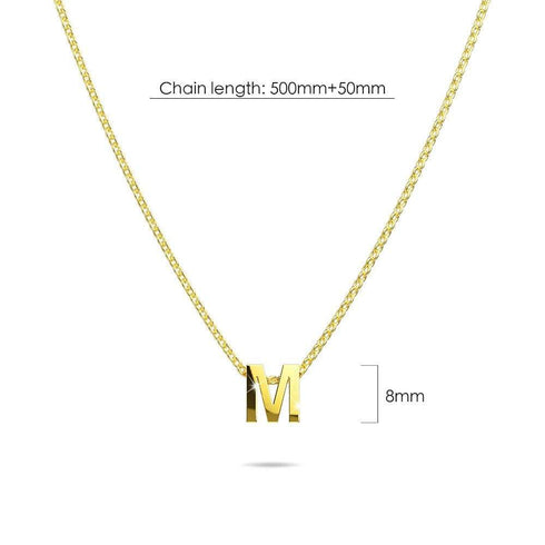Initials Brick Alphabet Letter Necklace Gold Layered Steel Jewellery